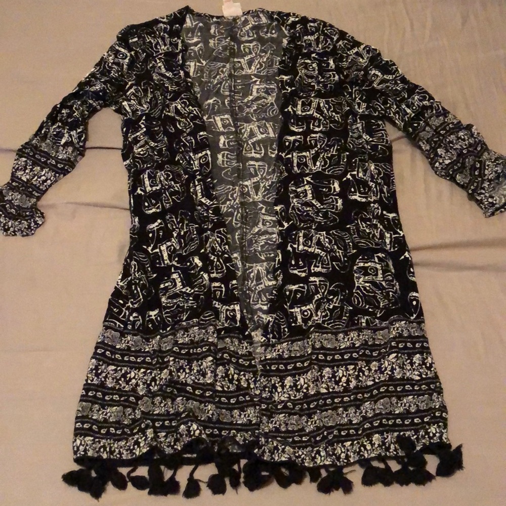 Black and white elephant kimono